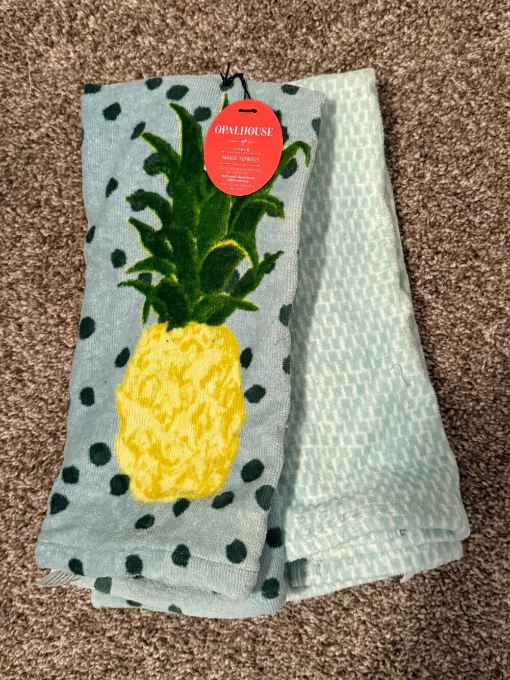 NWT Opalhouse 2-Pack Pineapple Hand Towels | Tropical Bathroom Decor